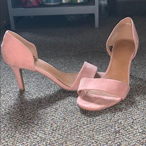 Pink suede heels